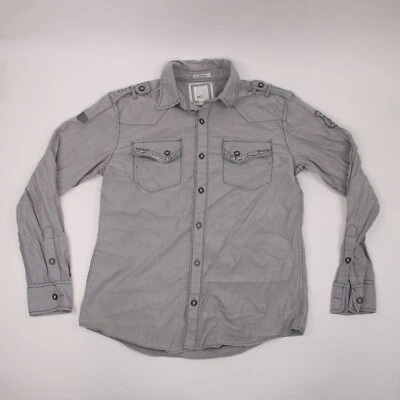 Camisa con Hebilla Adulto Gris Mediana Calce Atlético Abotonada Manga Larga Informal Para Hombre Foto 1 de 4