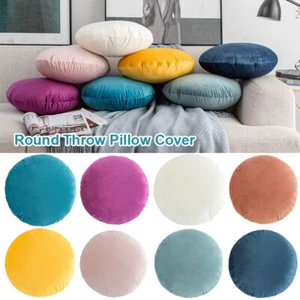 45cm Solid Color Round Cushion Cover Soft Velvet Pillowcase Sofa Bed Decor NEW - Picture 1 of 20