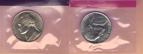 2000-P & D UNCIRCULATED JEFFERSON NICKEL MINT SET CELLO (2 coins) Cover