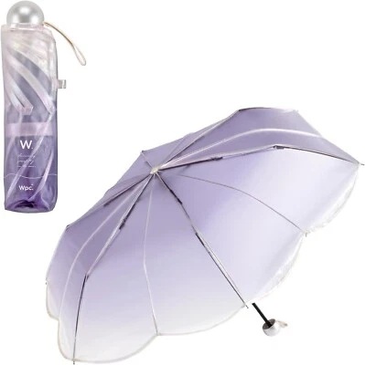 Wpc. Mini guarda-chuva dobrável sereia vinil lavanda acabamento branco 49cm Japão - Imagem 1 de 4