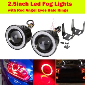 2X 2.5" Inch Car Projector LED Fog Light Red COB Halo Angel Eyes Ring Bulbs 12V - Picture 1 of 11