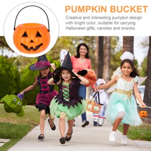 Halloween Pumpkin Jack O’ Lantern Candy Pail Bucket Trick Or Treat (Orange) 8pc - Picture 1 of 10