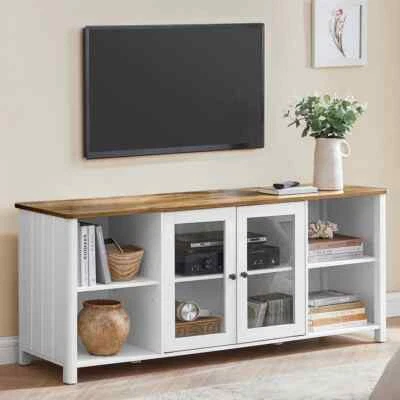 Rustic Farmhouse TV Stand for TVs up to 65" with Open Shelves - Image 1 of 4