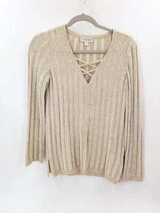 Suéter Tejido ST. JOHN Talla P Beige Tostado Manga Larga Top *Defecto* - Imagen 1 de 1