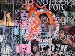 Custom 100% Cotton Fabric 1/4 Yard 9 x56 POPULAR MUSIC ARTIST VERSION COLLAGE - Picture 1 of 2