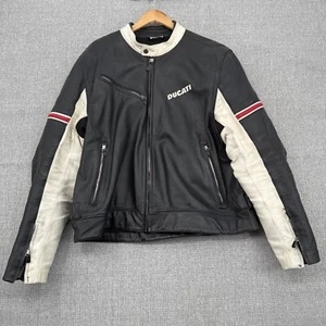 Ducati Leather Motorcycle Jacket Racing Biker Black White Sz EU 58 US 48 XL - Picture 1 of 17