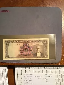 Turkey Banknotes L1930 5 Emesyon 5 Tertip 50. Lira Seri. A.19 Very Good Notes - Picture 1 of 5