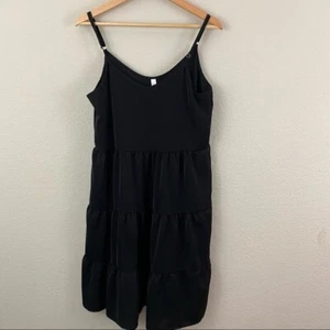 Beachsissi Spaghetti Strap Tiered Black Dress V Neck Small - Picture 1 of 5