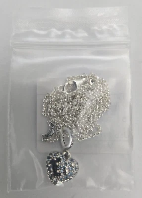 Pandora Brillante Azul Luna Estrellas Corazón Collar Dije #399232C01-50 Foto 1 de 3