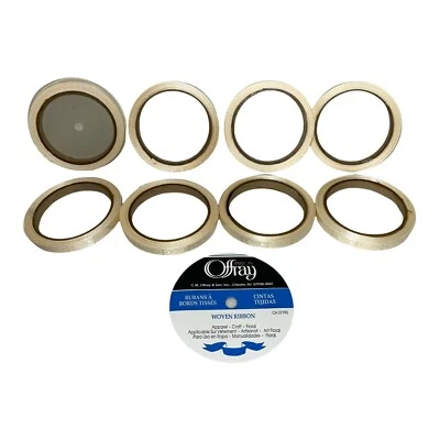 New Offray Woven Stately Cream 815 8 Rolls Ribbon 3/8" 10 Yards Per Roll - Image 1 of 4