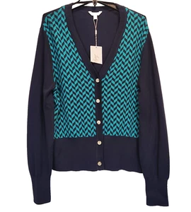 Cárdigan suéter de golf Lady Hagen para mujer talla XXL azul marino espiga cuello en V botones - Imagen 1 de 6