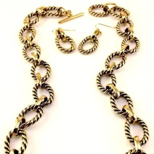LOT OF TWO 2 PREMIER DESIGNS LINKED IN GOLD TONE NECKLACE & EARRINGS SETS NEW - Picture 1 of 3