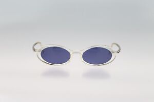 Robert Rudger 0041 203, Vintage 90s clear steampunk small oval sunglasses NOS