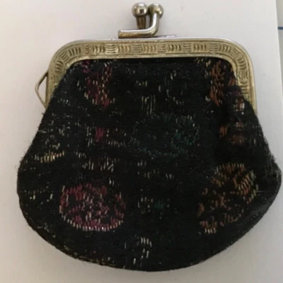 Monedero vintage de tela negra tono plata Foto 1 de 4