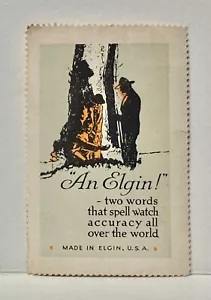 TIMBRO POSTER PUBBLICITARIO ~ OROLOGIO ELGIN ~ SOLDATI WW I con orologi elgin di notte - Foto 1 di 2