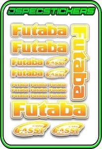 FUTABA RC STICKERS A5 SHEET R/C PLANE CAR BUGGY HELI REMOTE CONTROL ORANG YELL W - Picture 1 of 8