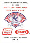 1991 Albany Yankees Classic/Best Kraft #6 Coupon Card