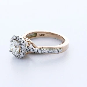 JUEGO DE ANILLOS DE PIEDRAS LATERALES VINTAGE ORO BLANCO 14K REDONDO E/VS2 DIAMANTES NATURALES 1,49 CTW - Imagen 1 de 2