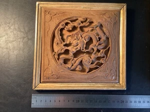 Camphor Wood Hand Carved Chinese Dragon Wall Plaque - Picture 1 of 9