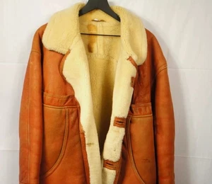Vintage American Cream Shearling Fur Bomber Flight Aviator Coat Jacket - Picture 1 of 8