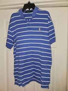 CAMISA POLO RALPH LAUREN PARA HOMBRE ADULTO AZUL BLANCO RAYAS AMARILLO CABALLO LOGO TALLA M - Imagen 1 de 2
