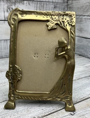 Vintage Brass Art Nouveau Frame Lady by The Lake 8 1/2" X 6” As Is No Glass 💛 - Image 1 of 4