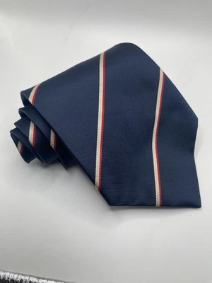 Pierre Cardin Tie Mens One Size Navy Diagonal Stripe Red White Made in France - Image 1 of 4