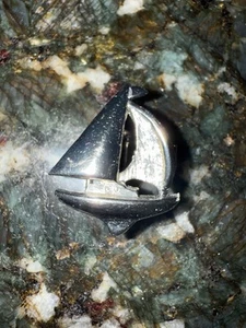 Vintage Dotty Smith silberfarben Segelboot Gürtelschnalle Ersatzstück Anhänger - Bild 1 von 7