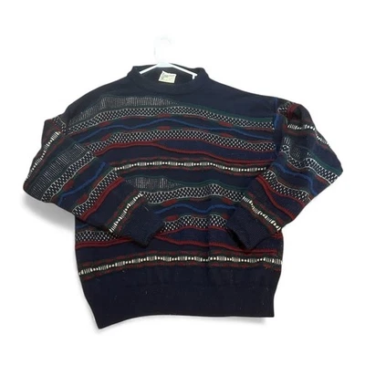 Vintage Toorallie Mens XL Sweater Multi Color Striped Cosby Style Knit Wool - Image 1 of 4