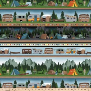 Moose Creek Lodge Repeating Stripe Camping 12923-99  Cotton Fabric By half yard - Picture 1 of 3