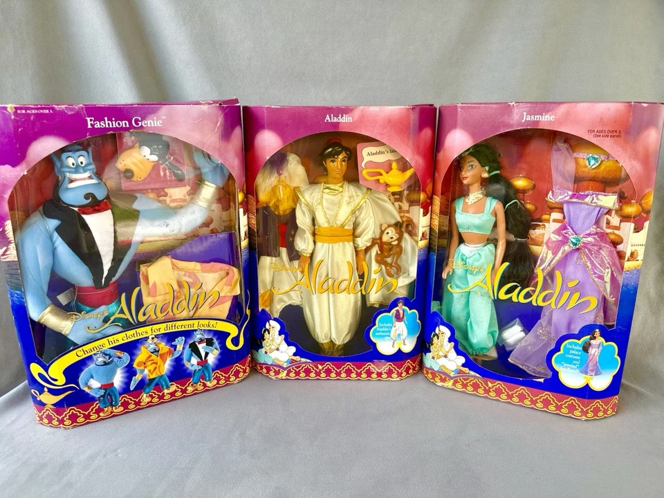 Muñecas Mattel Disney 1992 vintage - originales Aladdin, Jasmine and Genie - nuevas Foto 1 de 4