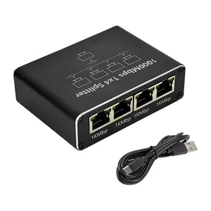 New 1000Mbps Gigabit Ethernet Splitter RJ45 LAN Network Internet 1 to 4 Port - Photo 1/10