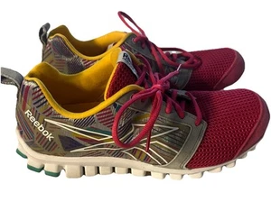 Reebok Womens Real Flex Athletic Running Shoes Size 7 Logo Pink Yellow Sneakers - Picture 1 of 9