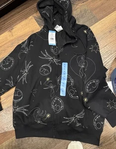 Felpa donna Nightmare Before Christmas 2 tasche full zip grande nuova con etichette - Foto 1 di 10