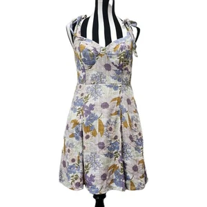 American Eagle Sommerkleid Blumen Cutout Rücken M Taschen Bindebänder Sommer Boho - Bild 1 von 10