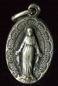 Colgante Vintage VIRGEN MARÍA Tono Plata Milagrosa Dama Medalla - Imagen 1 de 2