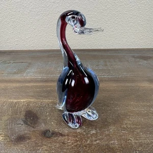 Murano Glass Swan 5” Cranberry Periwinkle Art Glass Made In Italy READ - Picture 1 of 13