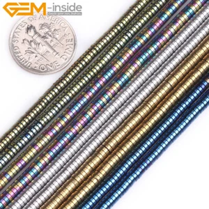 Heishi Metallic Coated Hematite Spacer Beads Jewelry Making 15" 2x4mm UK - Picture 1 of 27