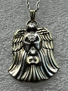 Gorham .02ct Diamond Guardian Angel Pendant Necklace 925 Sterling Silver 24" - Picture 1 of 5