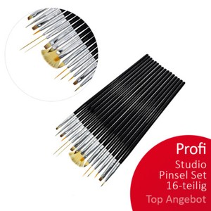 Profi Studio PINSEL SET Nageldesign Gel French Nailart Modellage SET 16-teilig