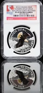 2014 Canada $20 Bald Eagle Soaring NGC PF 69 ER ~ 1/8500 .999 Silver Colorized - Picture 1 of 4
