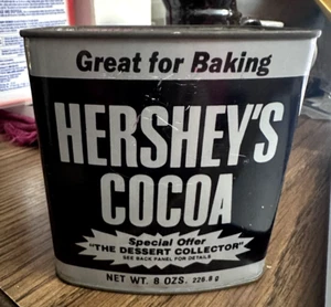 Vtg Hershey's Cocoa Empty Metal Tin 8 oz Container w/Dessert Collector Offer Ad - Picture 1 of 6