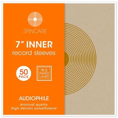 50 x 7" Inch Inner Vinyl Record Sleeves For Singles & 45s | SPINCARE AUDIOPHILE - Image 1 of 4