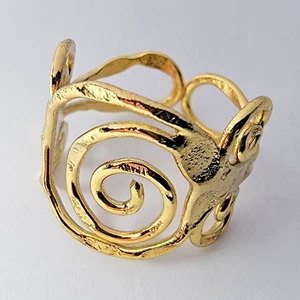 Anillo Ajustable Llave Griega Meandro Círculo Patrón Remolino Tono Dorado Talla 8 ¡EXCELENTE! - Imagen 1 de 5