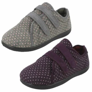 Mujer Padders Extra Ancho Cierre Adhesivo Textil Zapatillas Cómodas Dúo - Imagen 1 de 10