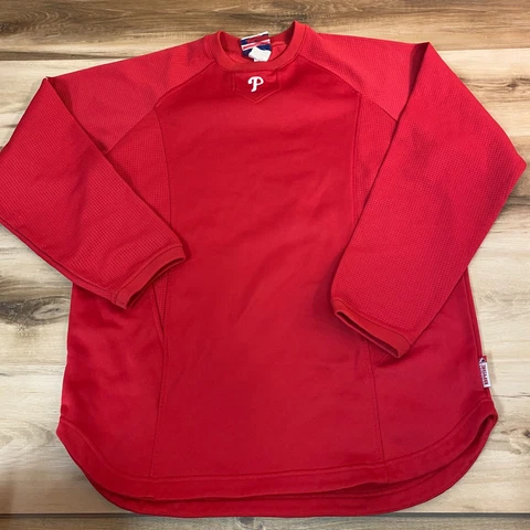 Philadelphia Phillies Pullover Mens Medium Majestic Therma Base Shirt Red Cover