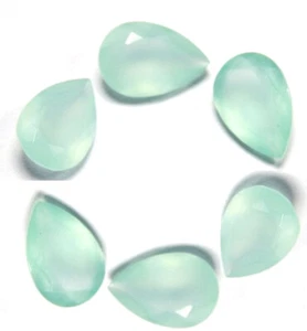 Pear Faceted Cut Natural Aqua Chalcedony 6x9mm To 12x16mm Calibrated Gemstone - Imagen 1 de 6