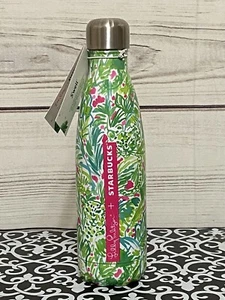 LILLY PULITZER Starbucks S'well Bottle Palm Beach Jungle Green Stainless NEW - Picture 1 of 4