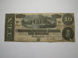 $10 1864 Richmond Virginia VA Confederate Currency Bank Note Bill RARE T68 FINE+ - Picture 1 of 2