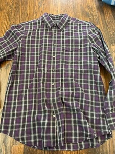 Camisa de hombre AMERICAN EAGLE manga larga púrpura y blanca a cuadros con botones talla XLT delgada - Imagen 1 de 3